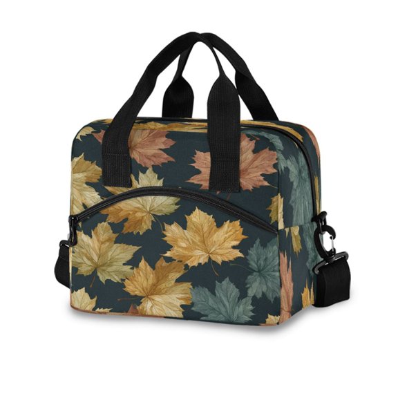 10L Tote Insulated Reusable Lunch Bag With Adjustable Strap Maple Leaves Vector