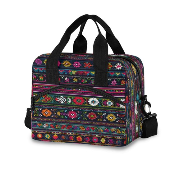 10L Tote Insulated Reusable Lunch Bag With Adjustable Strap Seamless Vector Pattern