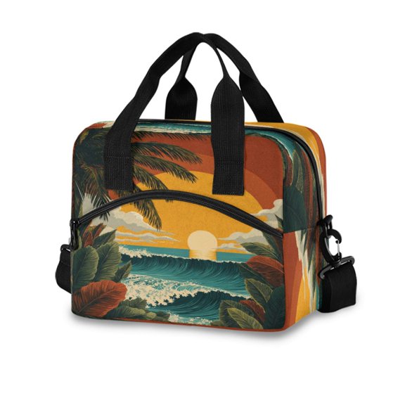 10L Tote Insulated Reusable Lunch Bag With Adjustable Strap Sunset and The Palm Trees