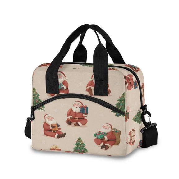 10L Tote Insulated Reusable Lunch Bag With Adjustable Strap Santa Various Poses