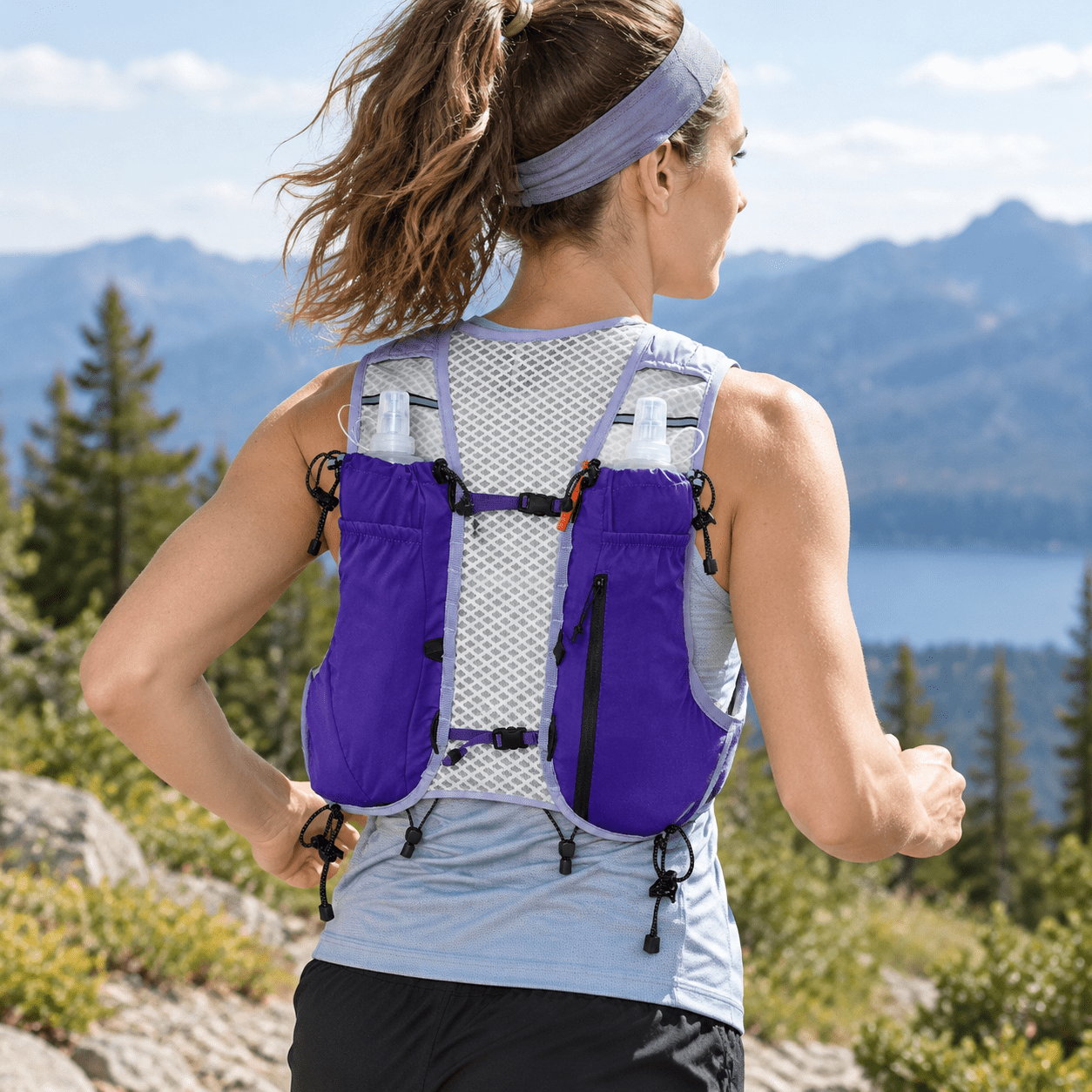10L Trail Running Hydration Vest with Soft Flasks, Purple, Medium ...