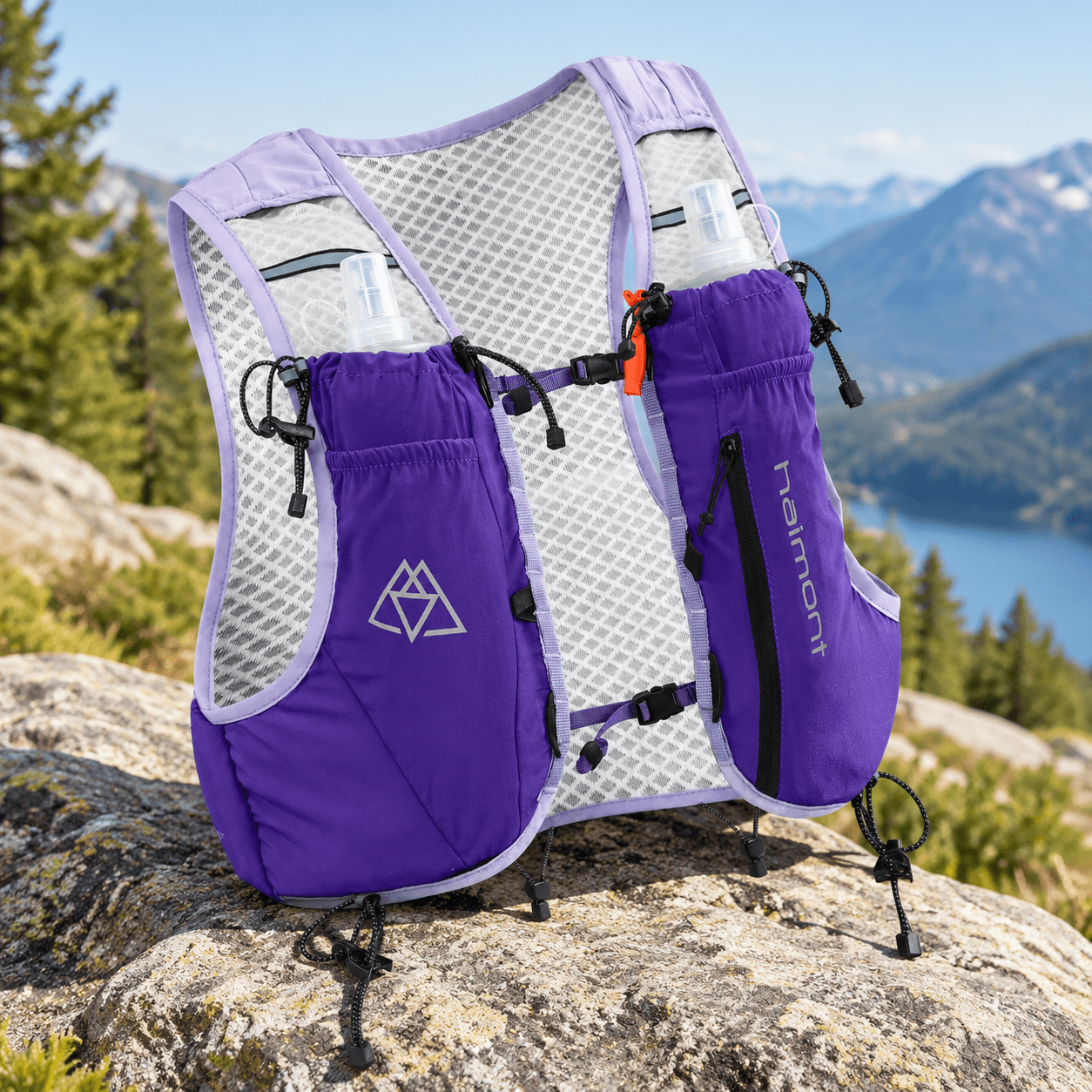 10L Trail Running Hydration Vest with Soft Flasks, Purple, Small ...