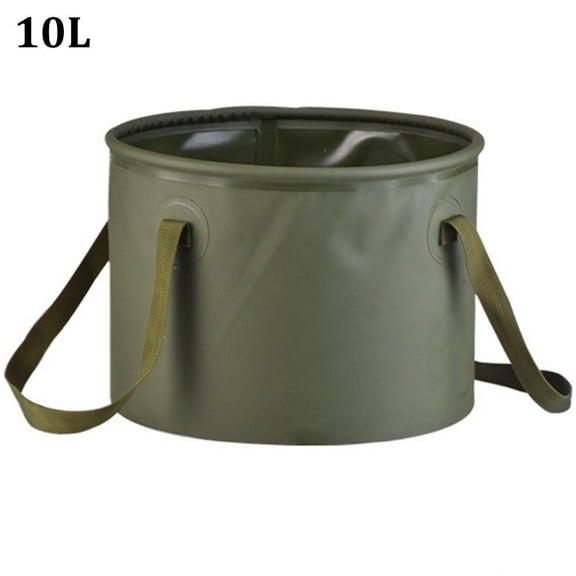 Collapsible 10L Folding Bucket with Sturdy Handles, PVC Water Basin for Camping Fishing BBQ, Space-Saving Stand-Up Design, 25x21cm, Black
