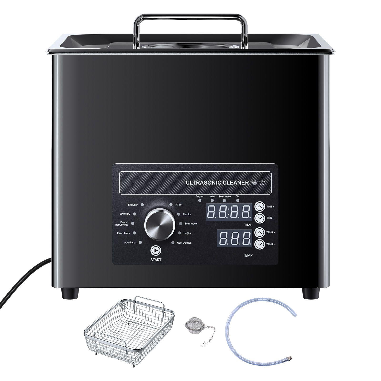 10L Ultrasonic Cleaner Professional Machine with Knob Control Stainless Steel Basket and Cleaning Ball for Watches Razors Jewelry Coins
