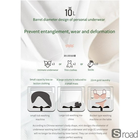 10L Ultrasonic Turbo Mini Washing Machine, Portable Electric Washer For Small Spaces, Quick-Clean Automatic Roller Washer For Delicates, Socks, Baby Clothes