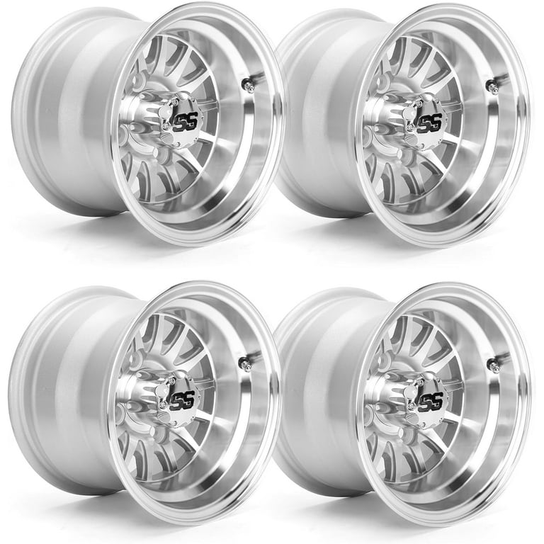 10L0L 10 Inch Aluminum Golf Cart Wheels SS Center Caps for