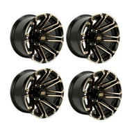 10L0L 12 Inch Golf Cart Wheels & SS Wheel Center Caps for Yamaha EZGO Club Car 12X7, Set of 4, Aluminum