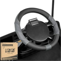 10L0L 13inch Golf Cart Steering Wheel Cover for EZGO TXT RXV ,Anti Slip PU Leather & Comfortable Grip Feeling , Black Gray