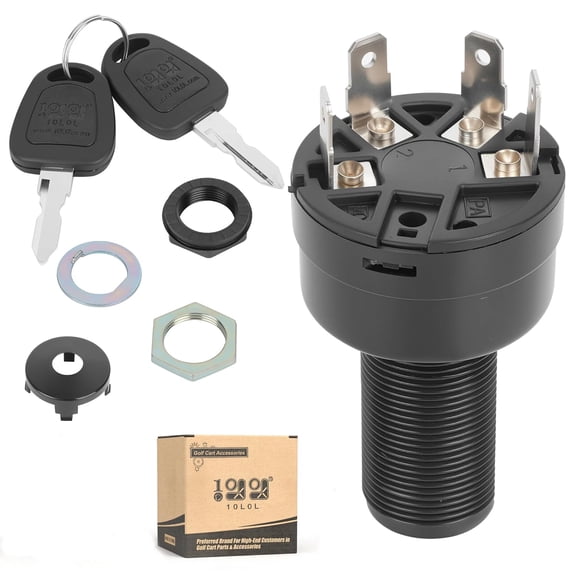 10L0L 4-Pin Golf Cart Ignition Key Switch for Club Car Precedent 2004-up Gas,Replaces OEM # 102515101