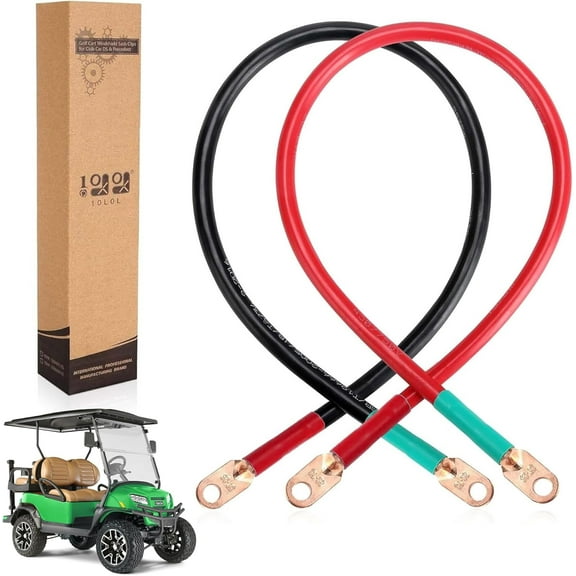 10L0L 4AWG 25 inch Battery Cables Set Fit Golf Cart, Car, Marine, Motorcycle (1 Black & 1 Red) 4 Gauge 2 Feet