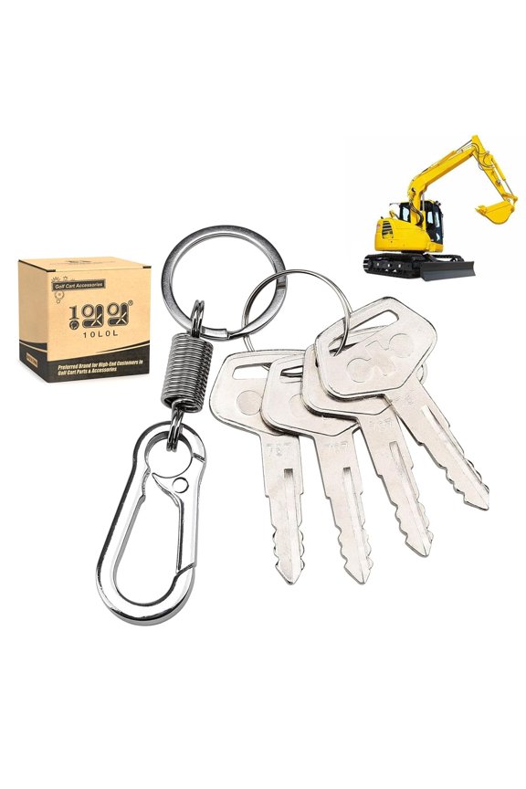10L0L 4PCS 787 Ignition Keys with Keychain for Heavy Equipment Excavator Backhoe Dozer Komatsu, Kalmar, Dressta, Sakai