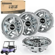 10L0L 8" Golf Cart Wheel Cover Hub Caps Fit for Yamaha EZGO TXT Club Car Golf Cart Accessories ,Chrome