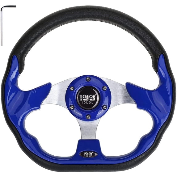 10L0L D-Shaped Automotive Steering Wheel for Club Car Yamaha Cart, Blue, 12.5 inch