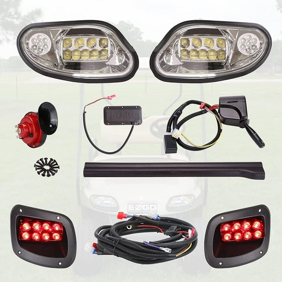 10L0L Deluxe LED Headlight Tail Light Kit Fit EZGO Freedom TXT/T48 Golf Cart 2014-up 12V Legal Street