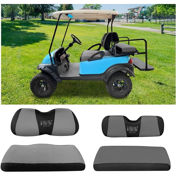 10L0L Front Rear Golf Cart Seat Covers for Club Car Precedent, Yamaha G29 Drive, Tempo and Star EV, Made w/ 3D Air Mesh Polyester Fabric Breathable Washable Golf Cart Accessories- Grey