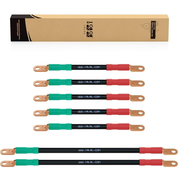 10L0L Golf Cart Battery Cables for 1994-up EZGO TXT 36V & 48V, 14" Long -5pc, 25" Long -2pc