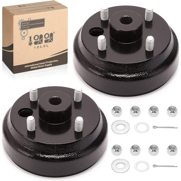 10L0L Golf Cart Brake Drum Hub Assembly for EZGO TXT PDS 1982-up Electric 19186G1P, 2-Pack