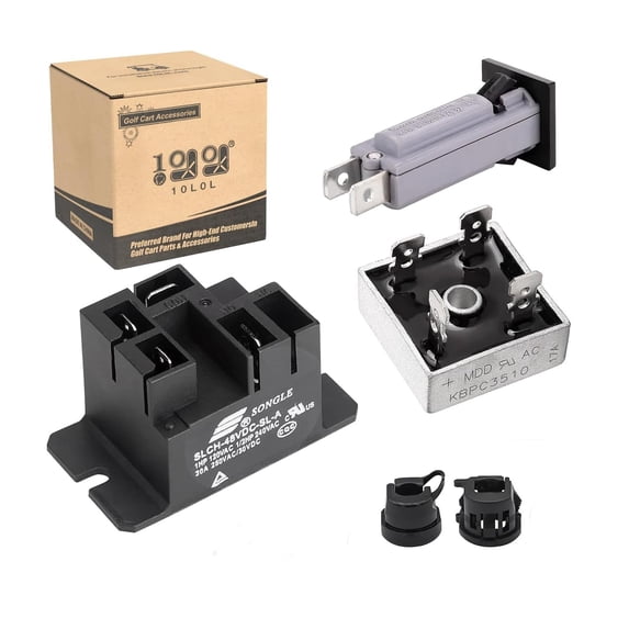 10L0L Golf Cart Charger Repair Kit, Relay, Rectifier, Circuit Breaker for Club Car 48V Powerdrive 1 & 2 Charger, CCX8506 102273501 101828601