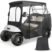 10L0L Golf Cart Cover for 2 Passenger EZGO TXT, 4-Sided Clear Window Golf Cart Enclosure, All Weather 420D Waterproof Sunproof Golf Cart Accessories-Black