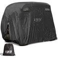 thumbnail image 1 of 10L0L Golf Cart Cover, 4 Passenger Golf Cart Storage Cover Universal for EZGO, Club Car, Yamaha, 420D Waterproof Rainproof Sunproof Dustproof Protection Golf Cart Accessories-Black, 1 of 8