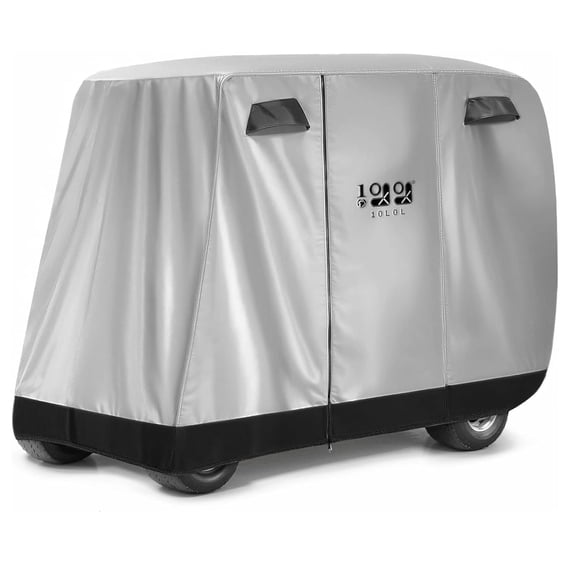10L0L Golf Cart Cover 4 Passenger for Yamaha EZGO Club Car, 420D Waterproof Enclosure Cover - Silver