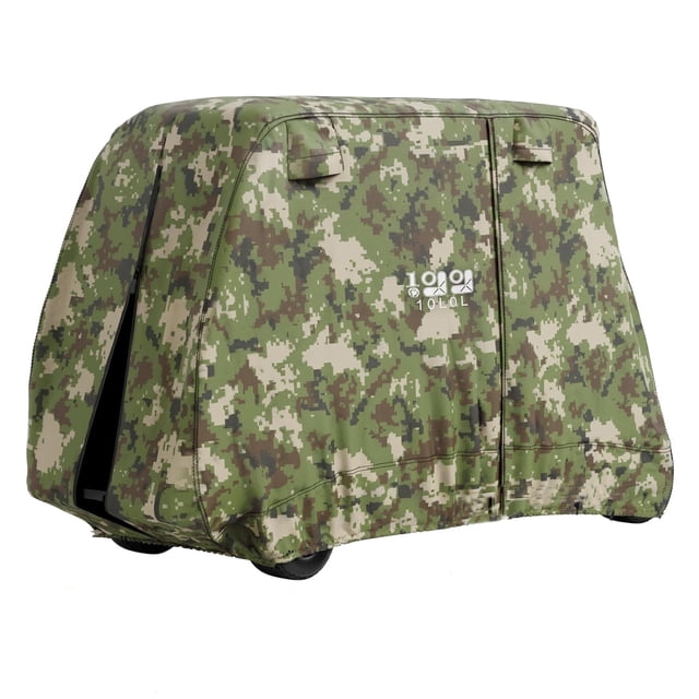 10L0L Golf Cart Cover 4 Passenger for Yamaha EZGO Club Car, Universal 420D Waterproof Sunproof Dustproof Enclosure Rain Cover, Camouflage