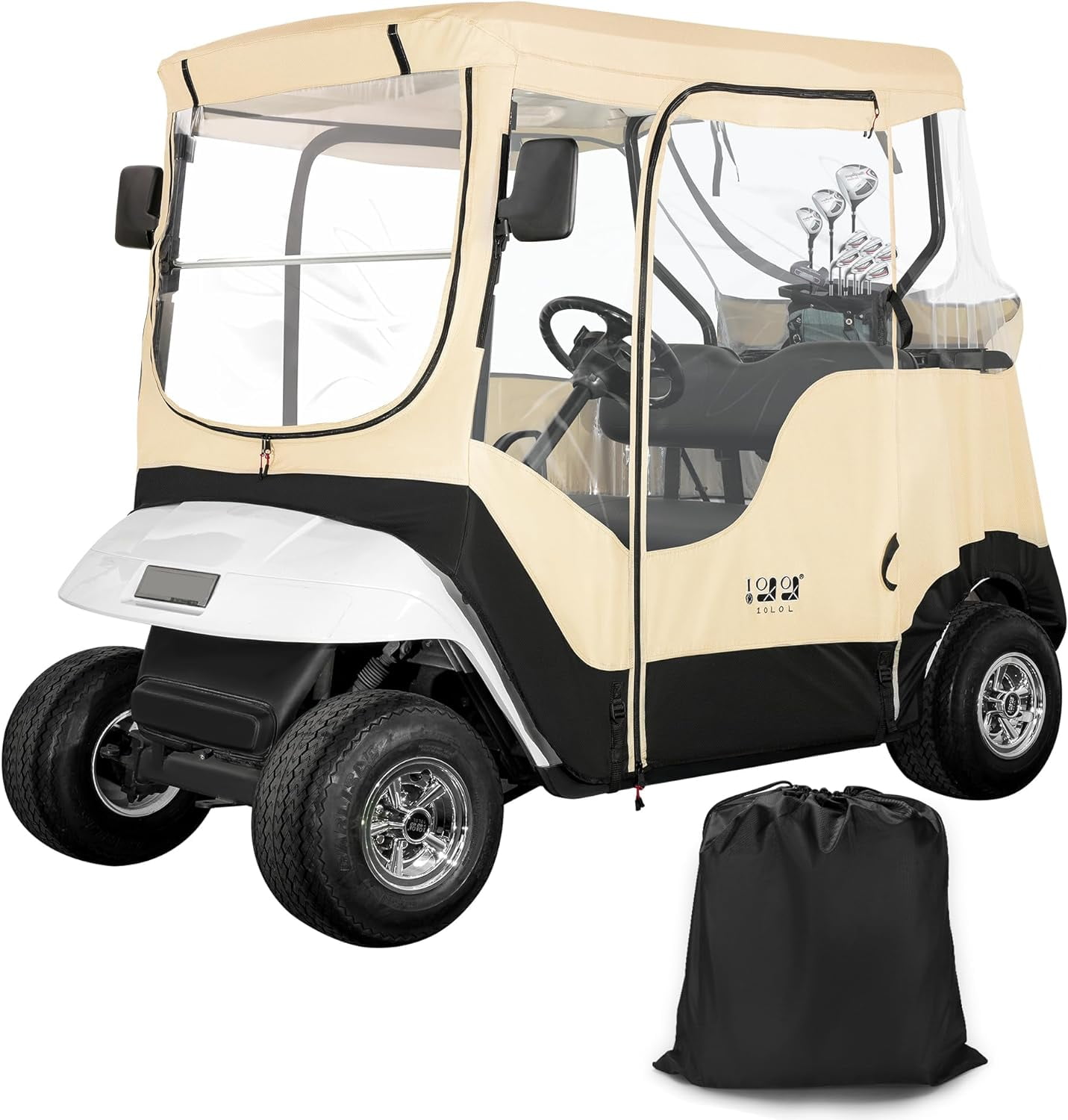 10L0L Golf Cart Cover for 2 Passenger EZGO TXT & RXV, 4Sided Clear