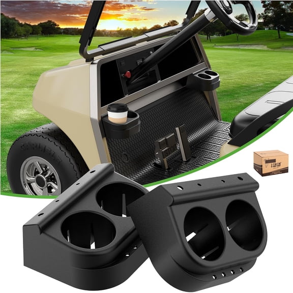 10L0L Golf Cart Dual Cup Holder Drink Holder for Club Car DS 1993-up, 1016811 101708301 (2 Pack), Black Golf Cart Accessories