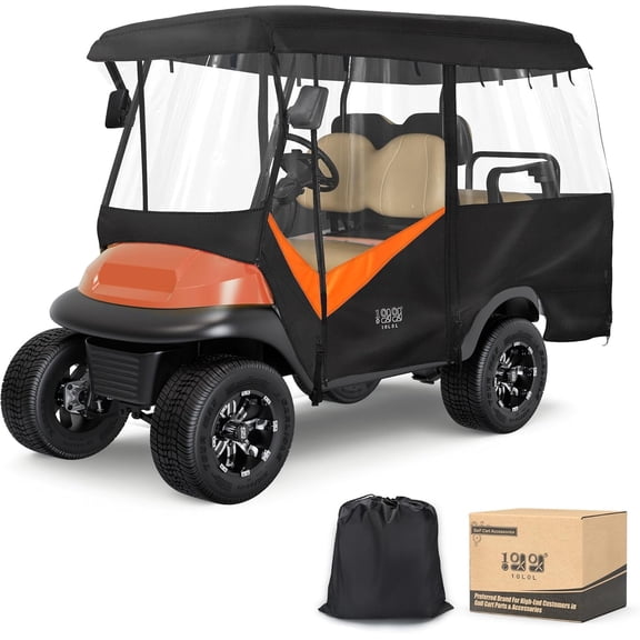 10L0L Golf Cart Enclosure 86’’ Roof, Universal 600D Waterproof Driving Cover for 4 Person Yamaha EZGO Club Car, Golf Cart Accessories