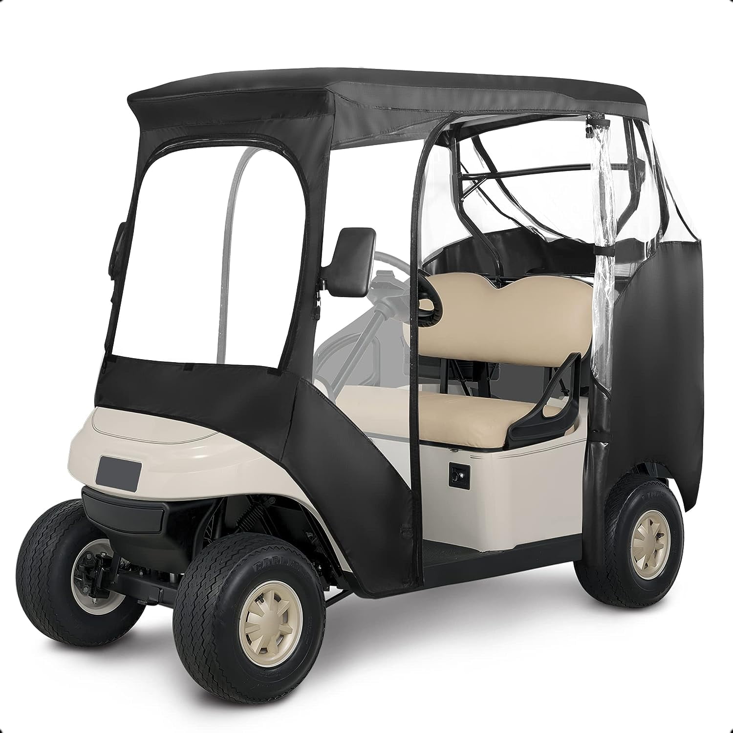 10L0L Golf Cart Enclosure for 2 Passenger EZGO TXT/RXV, Waterproof Transparent Storage Driving Rain Cover