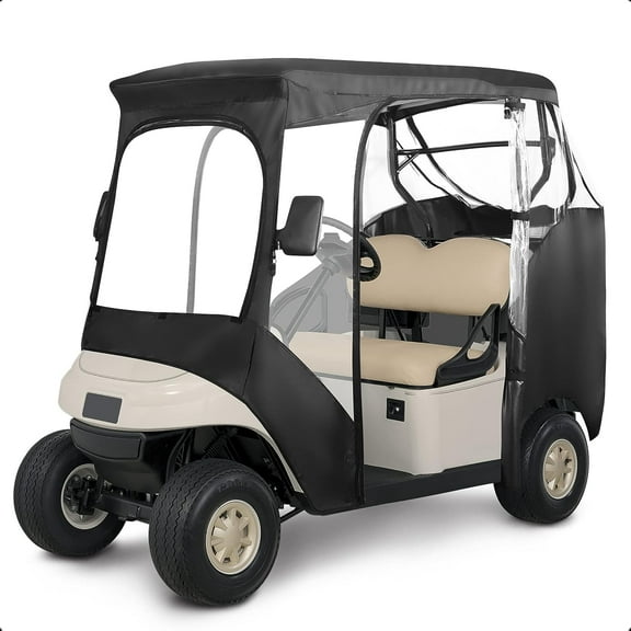 10L0L Golf Cart Enclosure for 2 Passenger EZGO TXT/RXV, Waterproof Transparent Storage Driving Rain Cover
