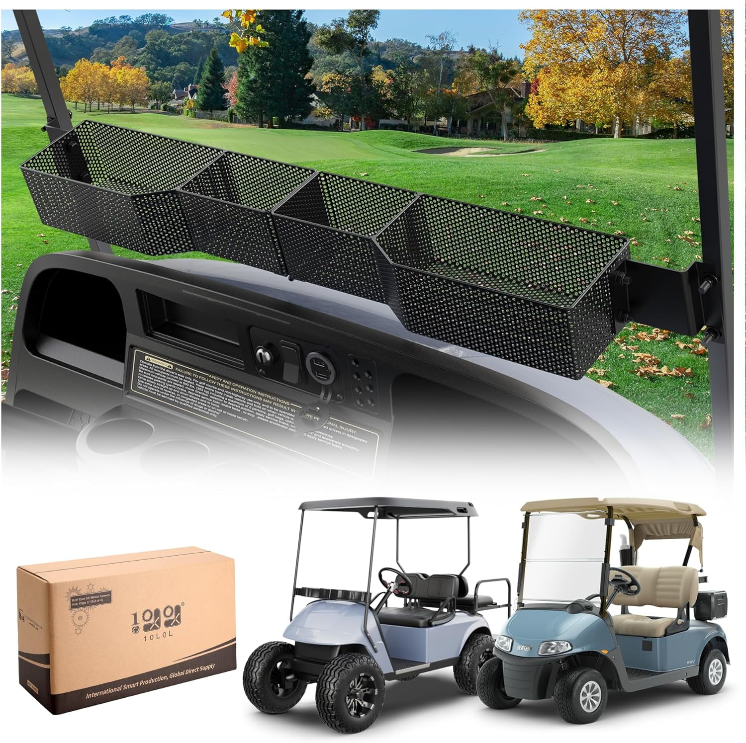 EZGO Freedom TXT/T48 Dash Cover - Texturized Black With Locking Doors, Fits 2014-Up Models