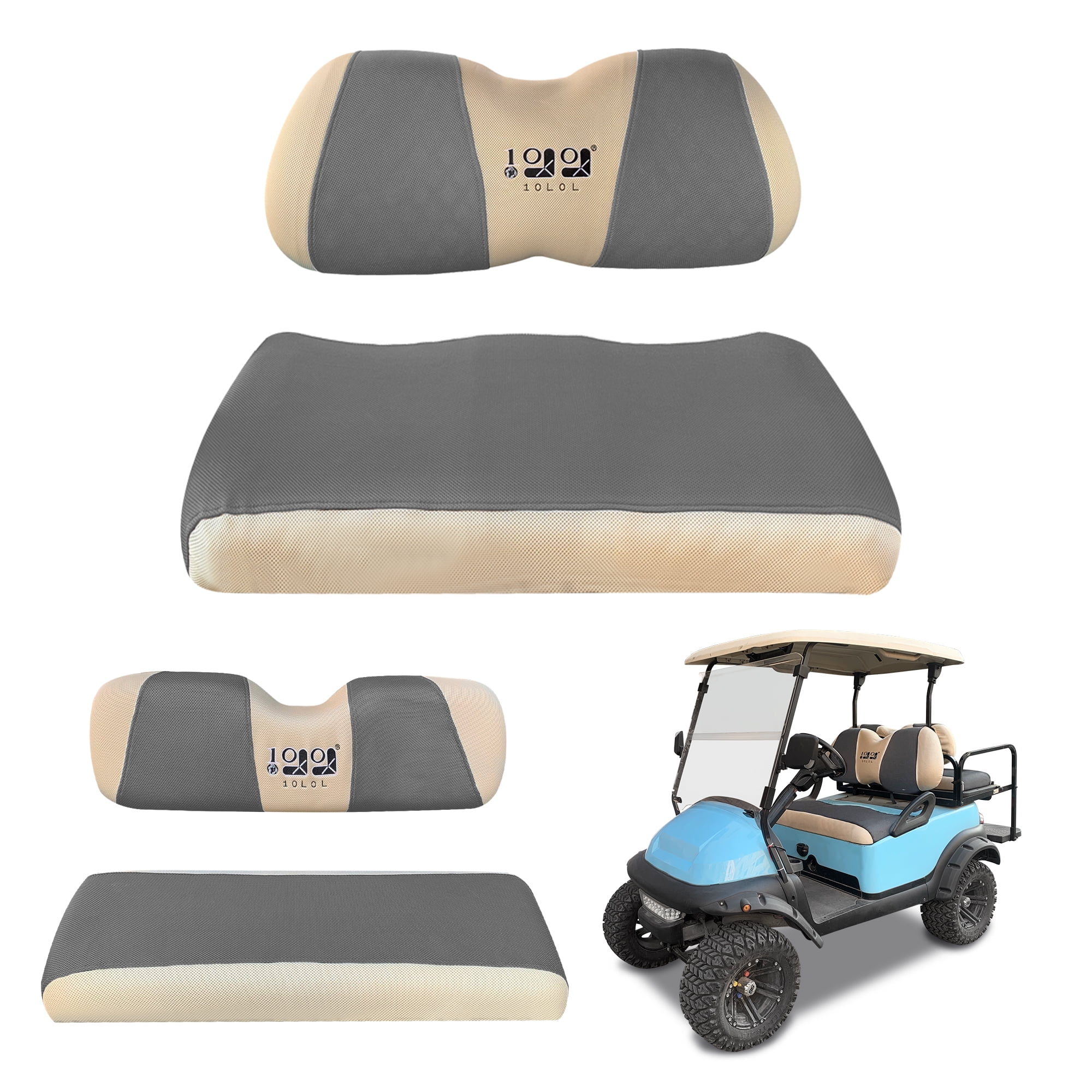 10L0L Golf Cart Front + Rear Seat Cover Set for EZGO TXT RXV & Club Car