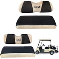 thumbnail image 1 of 10L0L Golf Cart Front + Rear Seat Cover Set for EZGO TXT RXV & Club Car DS 4 Passenger Models,Breathable Washable Polyester Mesh Cloth Seat Cover-Black Beige (S+XS), 1 of 7