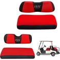 thumbnail image 1 of 10L0L Golf Cart Front + Rear Seat Cover Set for EZGO TXT RXV & Club Car DS 4 Passenger Models,Breathable Washable Polyester Mesh Cloth Seat Cover-Red Black (S+XS), 1 of 8