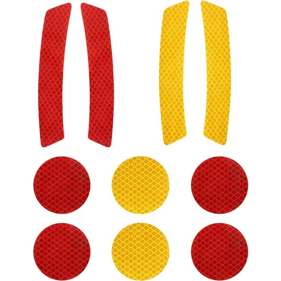 10L0L Golf Cart Front Rear Side Reflex Reflector Sticker, Stick-On Sticker Decals Red Amber - Round