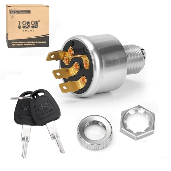 10L0L Golf Cart Ignition Switch for1981-up EZGO TXT Medalist , 4-Terminal  Key Starter Switch, Replace OEM 33639G01 33639-G01