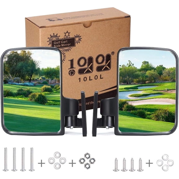 10L0L Golf Cart Mirrors, Golf Cart Rear View Mirror for Club Car DS Precedent EZGO TXT RXV Yamaha Golf Cart and Others, Universal Golf Cart Accessories