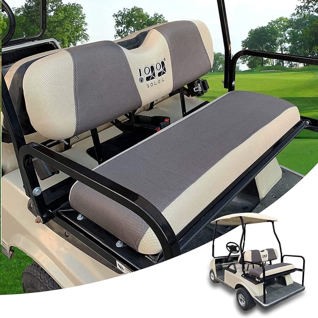 10L0L Golf Cart Rear Seat Cover Fit EZGO Club Car Yamaha XS size Gray+Beige
