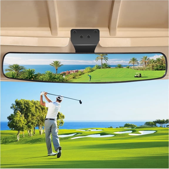 10L0L Golf Cart Rear View Mirror for EZGO Club Car Yamaha,270 Rotation 16.5" Extra Wide Mirror