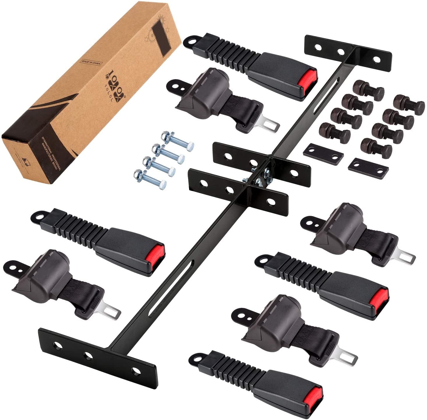 10L0L Golf Cart Seat Belts & Bracket Kit for Yamaha EZGO Club Car 4 Seater Cart, Golf Cart Accessories,Black