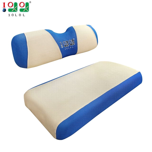 10L0L Golf Cart Seat Cover for EZGO TXT RXV &Club Car DS,Washable Mesh Bench Seat Cover-Beige Blue