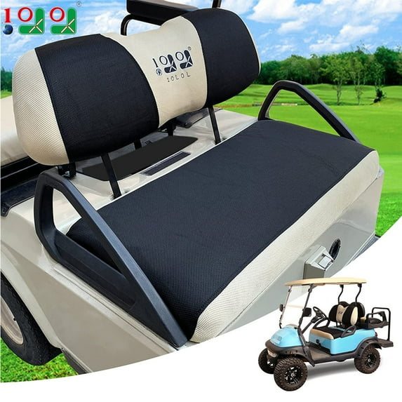 10L0L Golf Cart Seat Cover for Yamaha Club Car Precedent-Beige Black (L Size)