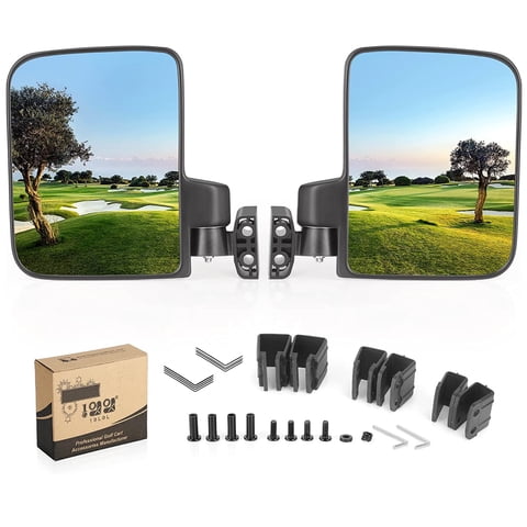 10L0L Golf Cart Side Mirrors No Drilling Required fit for Yamaha Club Car EZGO Rear View Mirrors