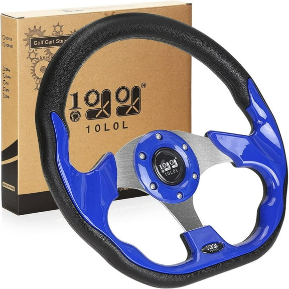 10L0L Golf Cart Steering Wheel Fits Most EZGO, Club Car and Yamaha Golf Carts, Universal Golf Cart Accessories-Blue