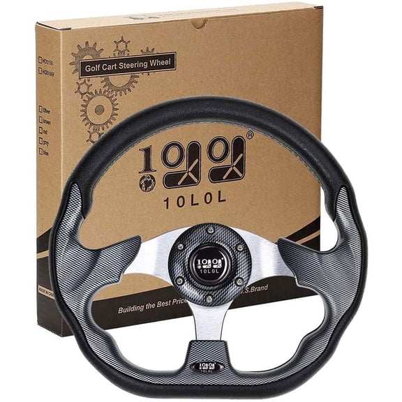 10L0L Golf Cart Steering Wheel for Club Car DS Precedent, EZGO TXT RXV & Yamaha G-series Drive, 12.5 inch D-shaped Golf Cart Accessories