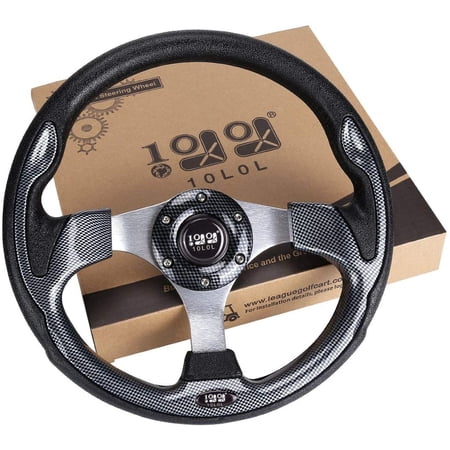10L0L Golf Cart Steering Wheel for EZGO TXT RXV, Club Car Ds Steering Wheel, Yamaha G29 Drive and Others - Light Gray