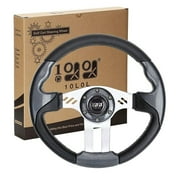 10L0L Golf Cart Steering Wheel for Yamaha G1-G29, Club Car DS Precedent and EZGO TXT RXV Carts Accessories- Silver