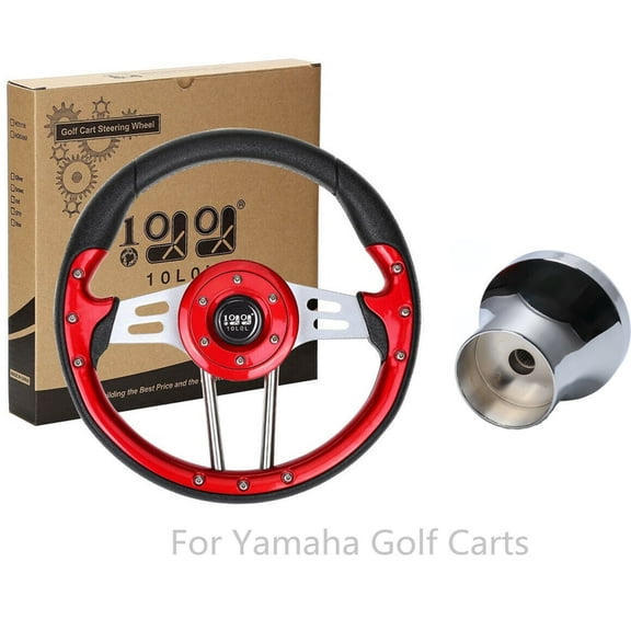 10L0L Golf Cart Steering Wheel with Hub Adapter for Yamaha G2-G29 Drive Golf Cart- Red