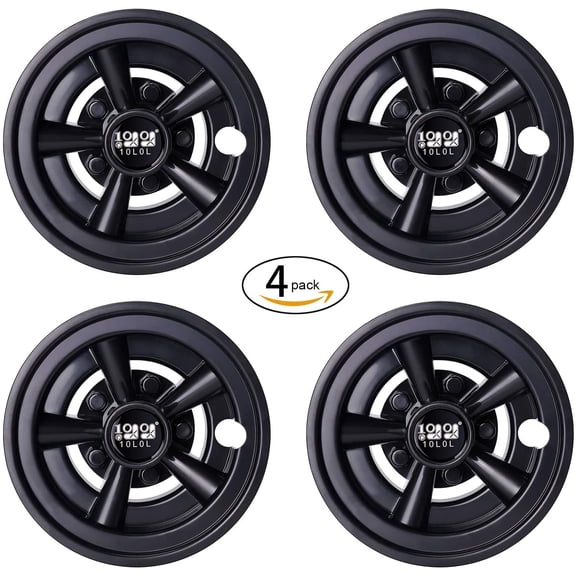 10L0L Golf Cart Wheel Covers Hub Caps for Yamaha/Club CAR/EZ-GO Par Car 8" (Set of 4) (Black)
